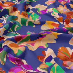 Bedruckter Viskose MACHA Blau / Rosa